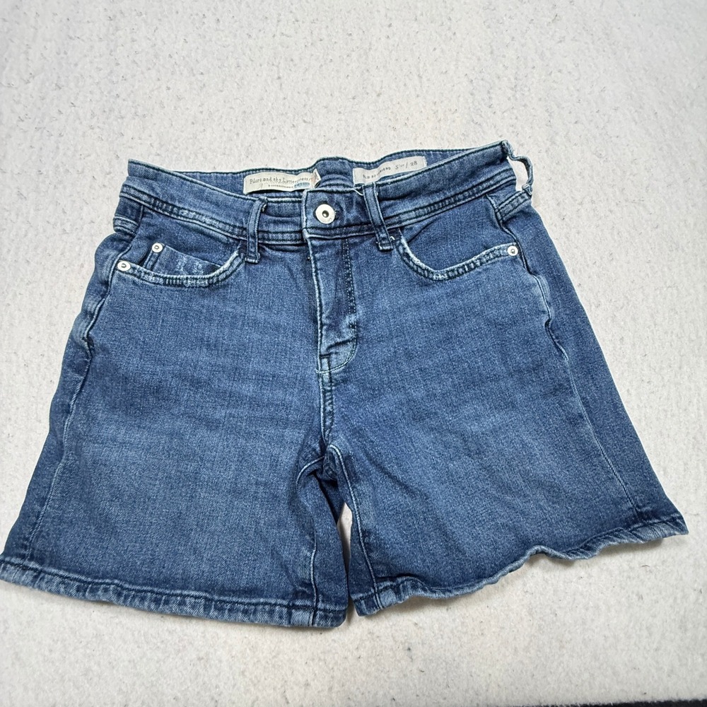 Pilcro and the Letterpress Anthropologie Slim Boyfriend Denim Shorts Blue 28
